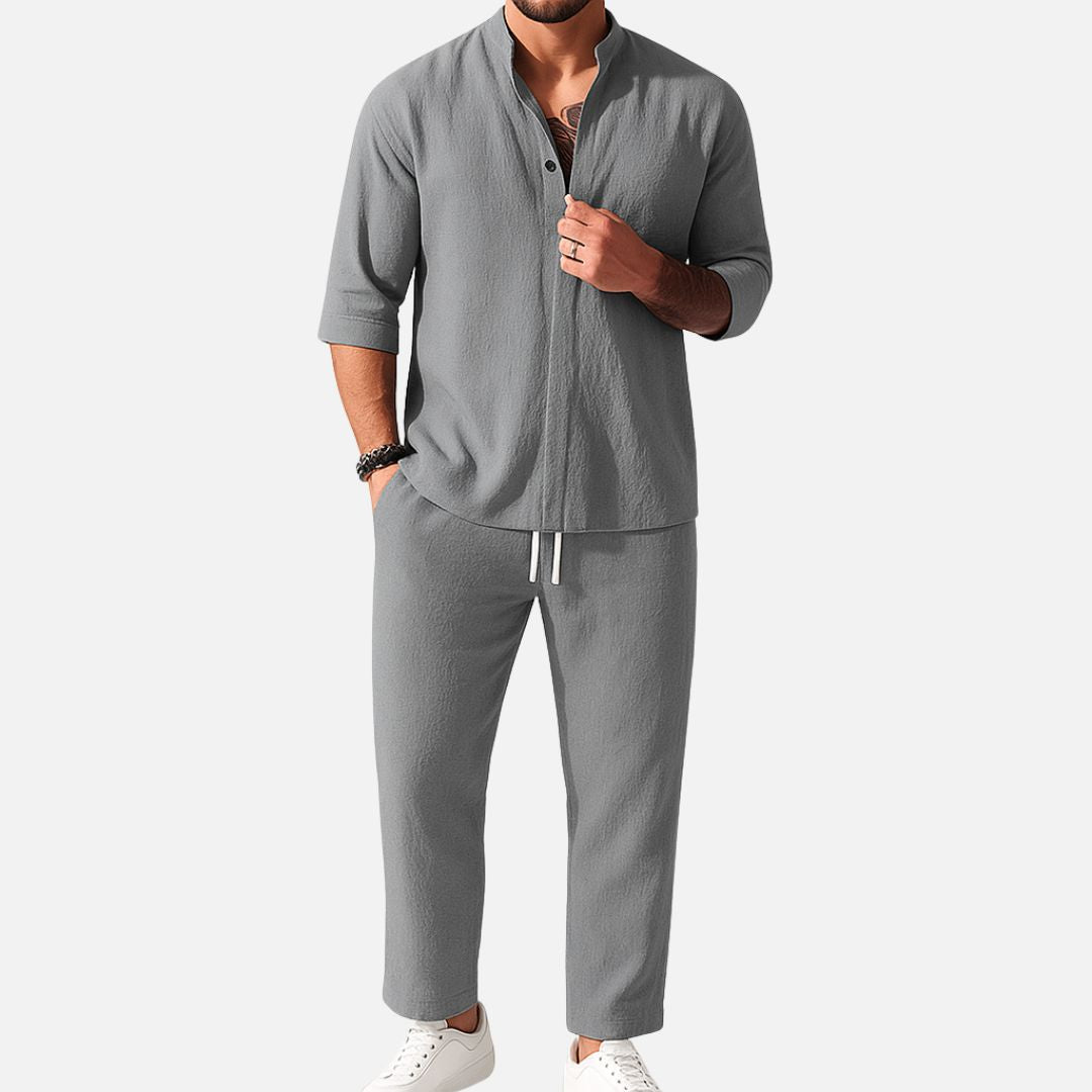 Men's Linen Two Piece Outfit Set - Loungewear Outfit