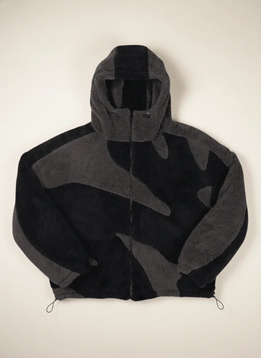 Men's Abstract Camo Fleece Hooded Zip Jacket
